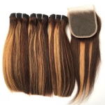 P4/27 Piano color hair bundles with closure